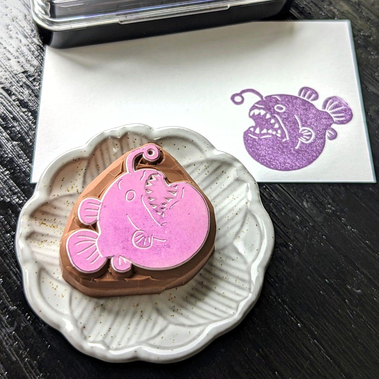 消しゴムはんこ　ちょうちんあんこう