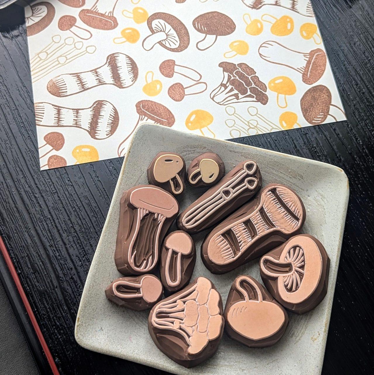 消しゴムはんこ　おいしいきのこセット1枚目の画像