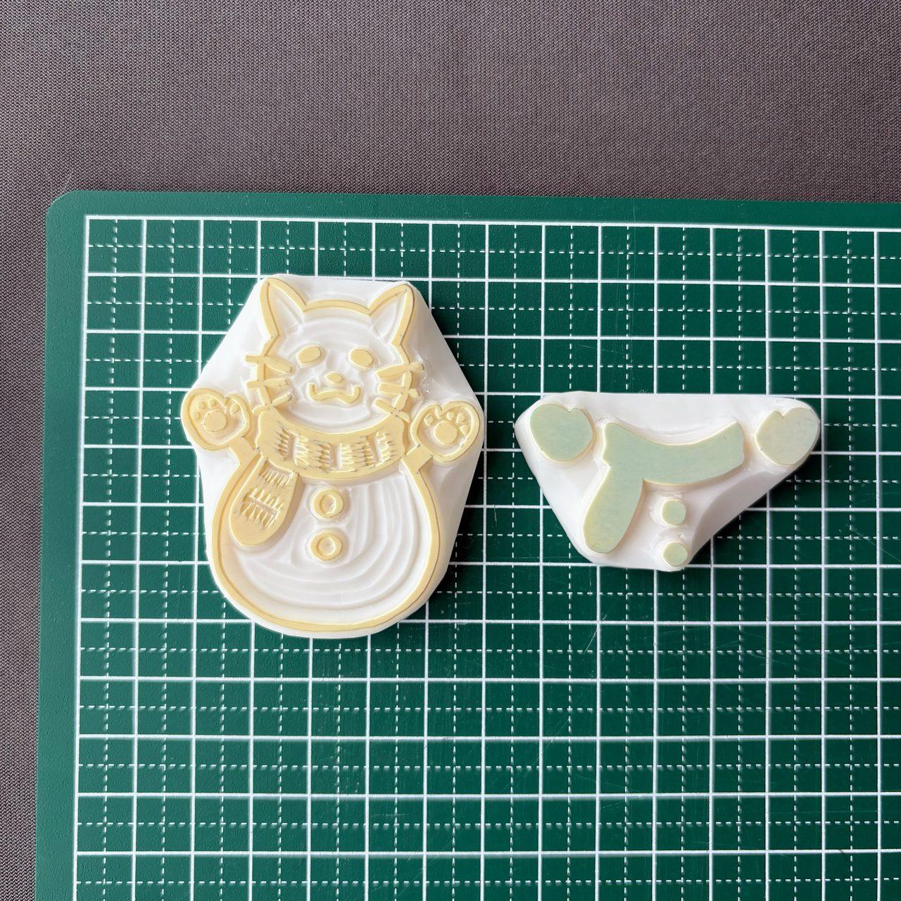 消しゴムはんこ　ねこゆきだるまセット | 6枚目